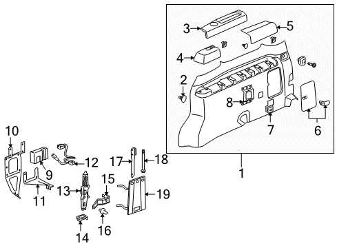 2006 Buick Terraza Interior Trim - Side Panel Diagram