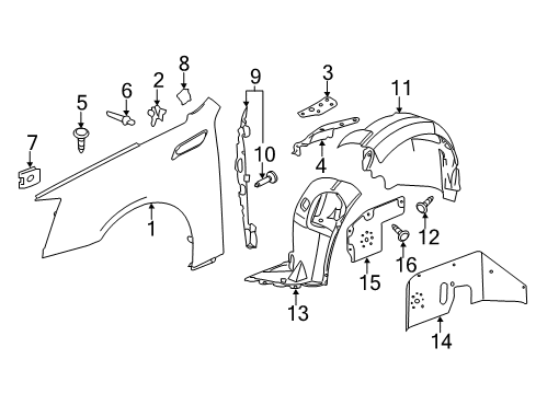 2011 Cadillac CTS Fender & Components Diagram