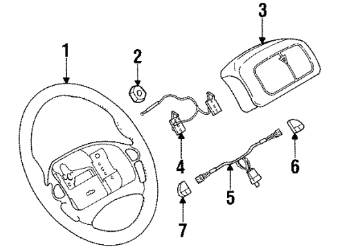1998 Pontiac Firebird Steering Column, Steering Wheel & Trim Diagram