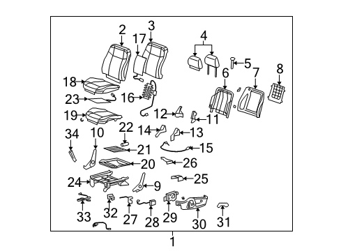 2008 Hummer H3 Front Seat Components Diagram