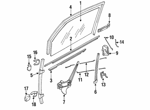 1989 Pontiac Sunbird Window Regulator, Front Driver Side Diagram for 20446083