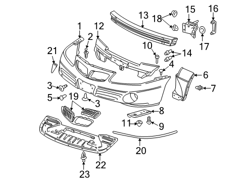 2002 Pontiac Bonneville Bumper Cover Diagram for 12335861