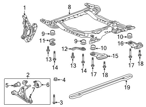 2019 Buick Envision Front Suspension Components, Lower Control Arm, Stabilizer Bar Diagram