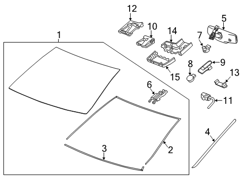 2016 Cadillac CTS Windshield Glass Diagram