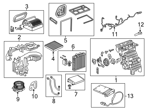 2016 Chevy Cruze A/C Evaporator & Heater Components Diagram