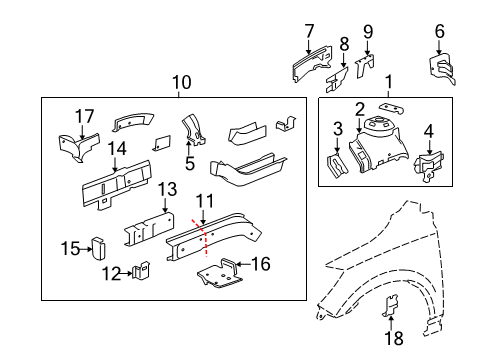 2011 Buick Enclave Structural Components & Rails Diagram