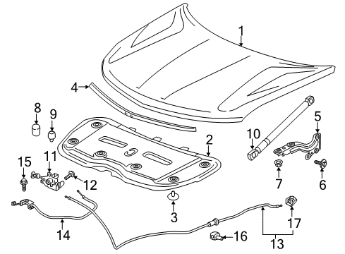 2019 Chevy Traverse Hood & Components Diagram