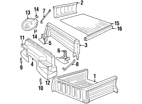 1990 Chevy C3500 Pickup Box Assembly, Front & Side Panels, Floor Diagram