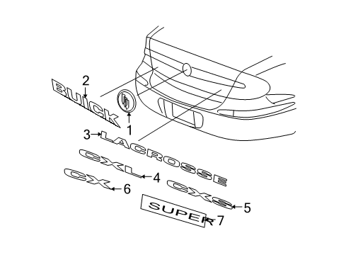 2007 Buick LaCrosse Exterior Trim - Trunk Lid Diagram