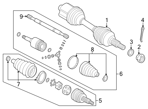 2000 Saturn LW2 Drive Axles - Front Diagram