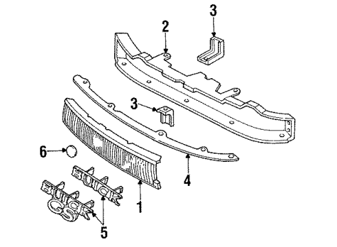 1991 Buick Regal Grille Support Bracket Diagram for 10079158