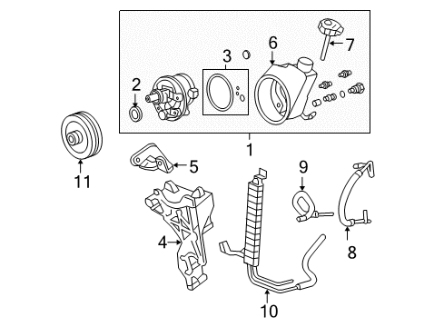 2011 GMC Sierra 1500 P/S Pump & Hoses, Steering Gear & Linkage Diagram