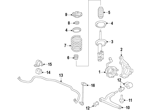 2015 Buick Verano Front Suspension Components, Lower Control Arm, Stabilizer Bar Diagram