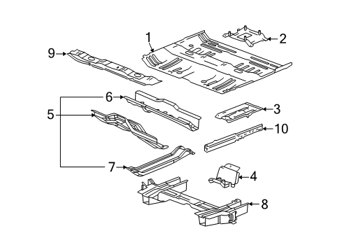 2008 Pontiac Torrent Pillars, Rocker & Floor - Floor & Rails Diagram