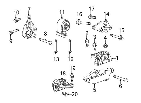 2014 Cadillac SRX Engine & Trans Mounting Diagram
