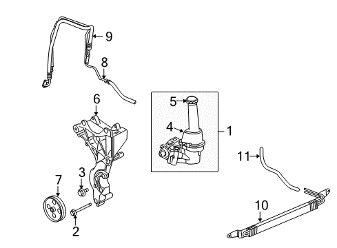 2005 Chevy SSR P/S Pump & Hoses, Steering Gear & Linkage Diagram
