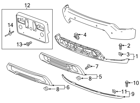 2021 GMC Sierra 1500 Bumper & Components - Front Diagram