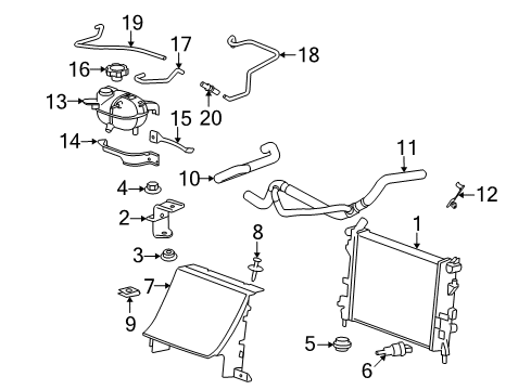 2010 Saturn Sky Radiator & Components Diagram