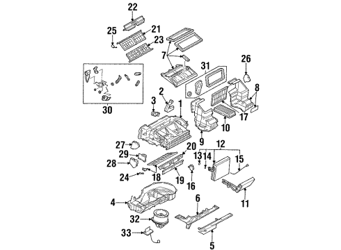 2002 Oldsmobile Silhouette A/C Evaporator & Heater Components Diagram