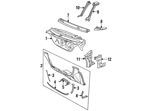 1992 Saturn SL1 Cowl Panels Diagram