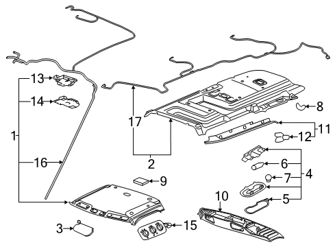2007 Chevy Express 3500 Interior Trim - Roof Diagram