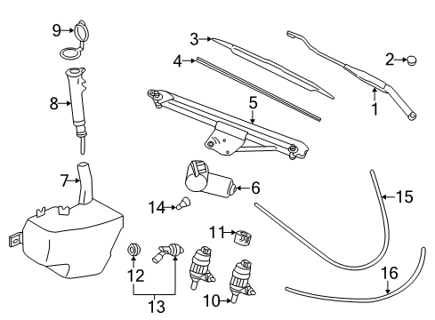 2000 Saturn LW2 Wiper & Washer Components Diagram
