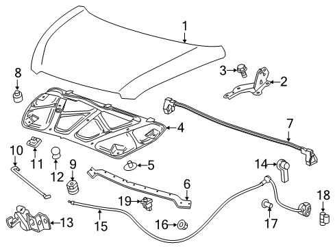 2022 Chevy Spark Hood & Components Diagram
