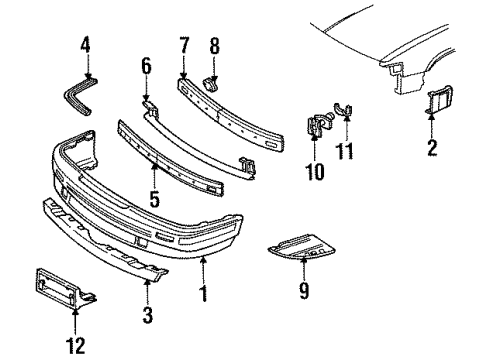 1986 Pontiac Grand Am Bumper Cover, Front Rear Diagram for 10034059