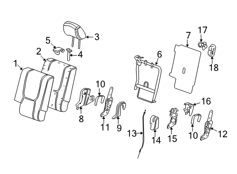 2008 Pontiac Torrent Rear Seat Components Diagram