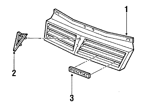 1993 Pontiac LeMans Emblem, Front Diagram for 16518956