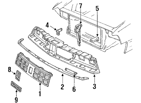 1990 Oldsmobile Delta 88 Nameplate, Front Diagram for 25529864