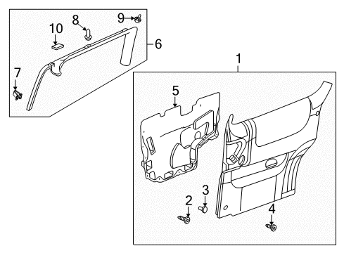 2006 Chevy Uplander Interior Trim - Side Loading Door Diagram