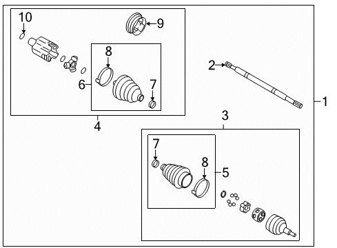 2007 Cadillac DTS Drive Axles - Front Diagram