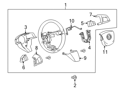 2011 Cadillac SRX Steering Wheel, Black Diagram for 20981143