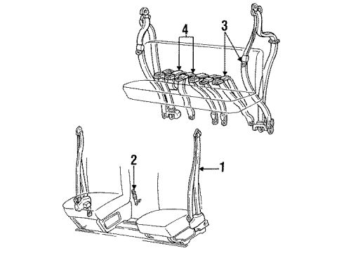 1996 Chevy P30 Front Seat Belts, Rear Seat Belts Diagram