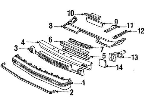 1989 Pontiac 6000 Bumper Cover, Front Diagram for 10130213