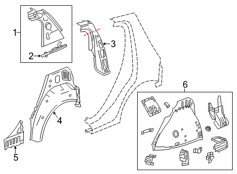 2014 Chevy Sonic Inner Structure - Quarter Panel Diagram