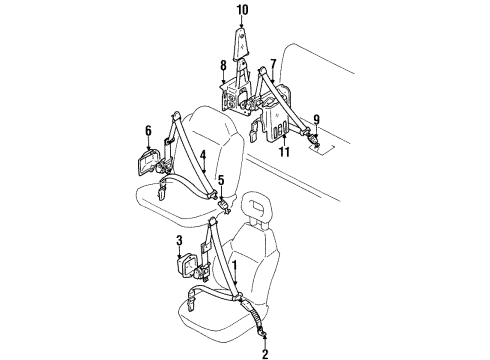 1998 Chevy Tracker Seat Belt Assembly Diagram for 91172900