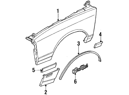 1985 Chevy Monte Carlo Lower Molding, Driver Side Diagram for 14053351