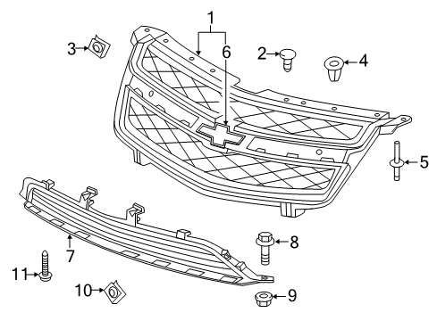 2014 Chevy Volt Grille & Components Diagram