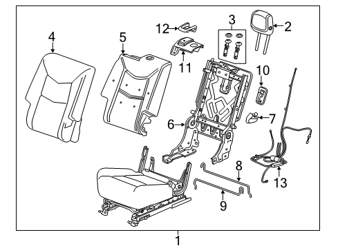 2018 Cadillac XT5 Rear Seat Components Diagram