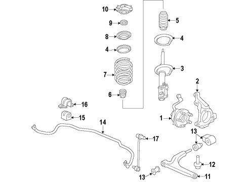 2015 Buick Regal Front Suspension Components, Lower Control Arm, Stabilizer Bar Diagram