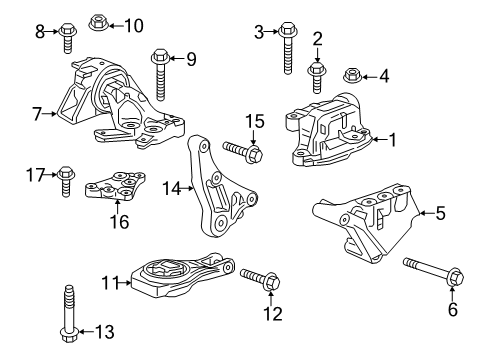 2022 Chevy Trax Engine & Trans Mounting Diagram