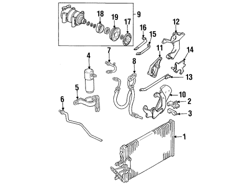 1990 Chevy C3500 A/C Condenser, Compressor & Lines Diagram