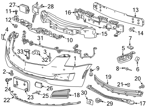 2017 Cadillac ATS Front Bumper Diagram