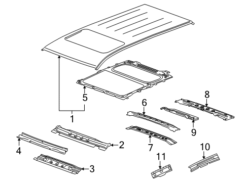 2010 GMC Terrain Roof & Components Diagram