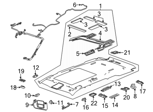 2023 Cadillac Escalade Interior Trim - Roof Diagram