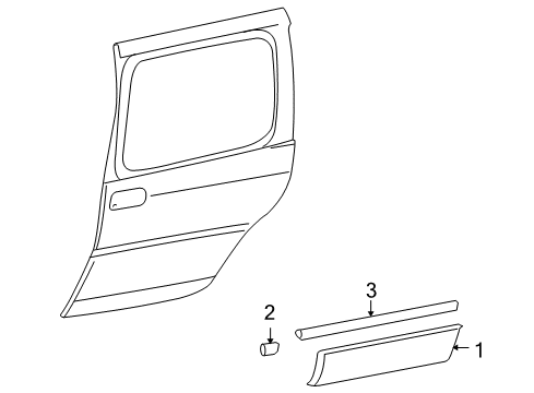 2006 Pontiac Montana Body Side Molding, Rear Passenger Side Diagram for 15947746