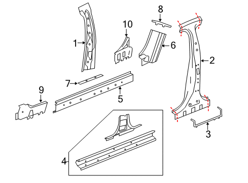 2016 Buick LaCrosse Center Pillar & Rocker Diagram