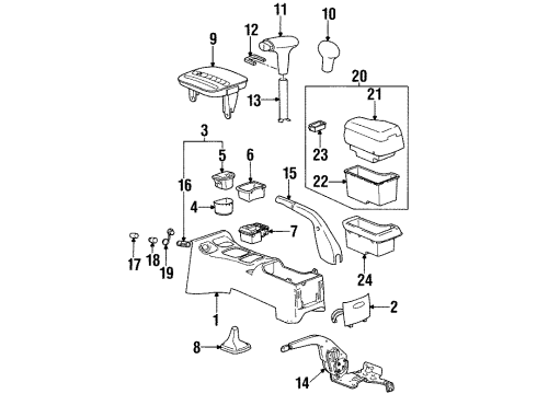 2002 Saturn SC1 Front Console, Rear Console Diagram